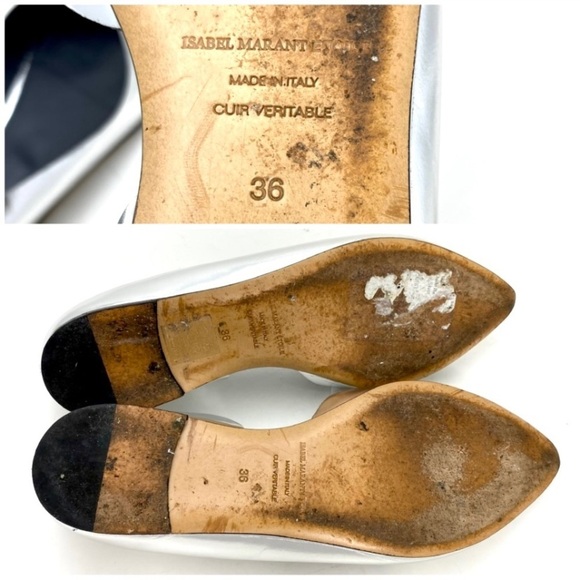 ISABEL Marant ÉTOILE Penn Metallic Silver Leather Point-toe Ballet Flats Size 6 - Picture 9 of 9